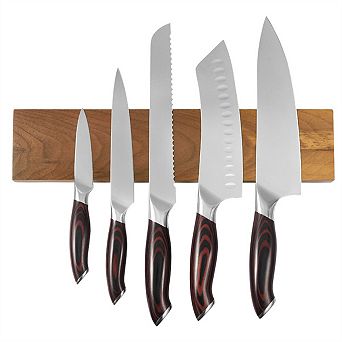 Kitchen Knife Set - 6 pc High Carbon Stainless Steel, Crack-Resistant Handle, Magnetic Holder