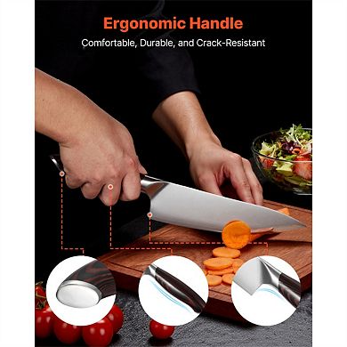 Kitchen Knife Set - 6 Piece High Carbon Stainless Steel, Crack-Resistant Handle, Magnetic Holder