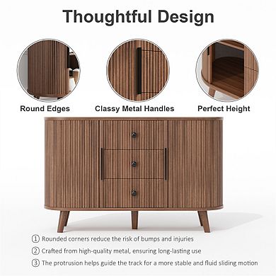 Sideboard Buffet Cabinet - Storage Cabinet with 2 Sliding Doors and 3 Drawers & Adjustable Shelves