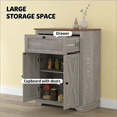 34.5"H Sideboard - Storage Cabinet with Large Tabletop, Drawer and 2-Tier Doored, Adjustable Shelf
