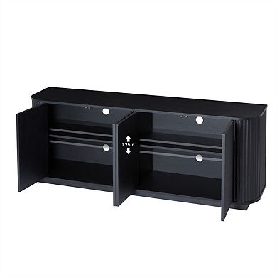 24"H Sideboard, TV Stand with Wave Pattern - Storage Cabinet, Wooden Vertical Cabinet for Kitchen