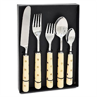 5 pc Cutlery Set - Flatware with Resin Handles, Teaspoon Soup Spoon Salad Fork Dinner Fork Knife