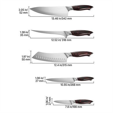 Kitchen Knife Set - 5 Piece High Carbon Stainless Steel,Ergonomic Crack-Resistant Handle for Cutting