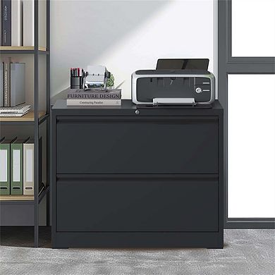 Lateral File Cabinet 2 Drawer for A4 Size, Filing Cabinet with Lock, Lockable File Cabinet for Home