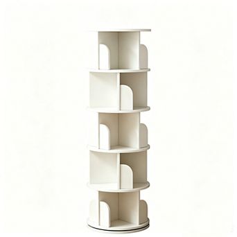 5 tier Rotating Bookshelf - 360° Display Round Spinning Bookshelf, Storage Tower, Home Office
