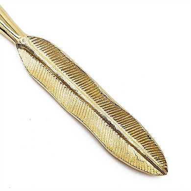 5-Piece Cutlery Set - Feather-Shaped Handles,Teaspoon Soup Spoon Salad Fork Dinner Fork Knife, 9.5"L