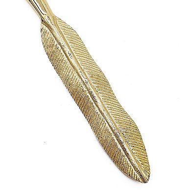 5-Piece Cutlery Set - Feather-Shaped Handles,Teaspoon Soup Spoon Salad Fork Dinner Fork Knife, 9.5"L