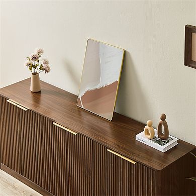 67" Wavy Sideboard - Curved Contour Storage Cabinet,6-Door Cabinet with Storage Function for Kitchen