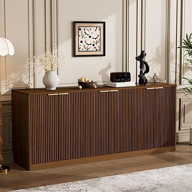 67" Wavy Sideboard - Curved Contour Storage Cabinet,6-Door Cabinet with Storage Function for Kitchen