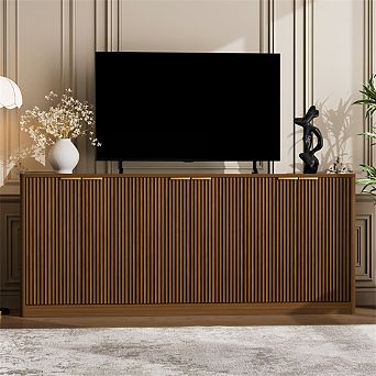 67" Wavy Sideboard - Curved Contour Storage Cabinet,6-Door Cabinet with Storage Function for Kitchen