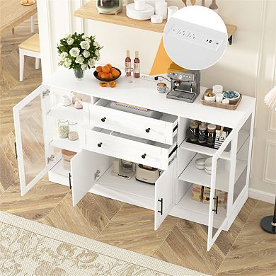 58.3" Buffet Sideboard with 4 Doors & 2 Drawers, Adjustable Shelves, Storage Cabinet for Dining Room