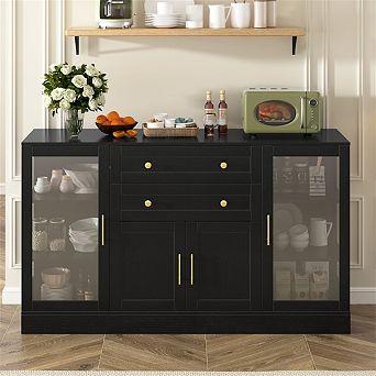58.3" Buffet Sideboard with 4 Doors & 2 Drawers, Adjustable Shelves, Storage Cabinet for Dining Room