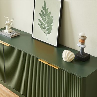 59" Wavy Sideboard - Curved Contour Storage Cabinet,4-Door Cabinet with Storage Function for Kitchen