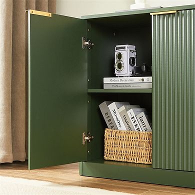 59" Wavy Sideboard - Curved Contour Storage Cabinet,4-Door Cabinet with Storage Function for Kitchen