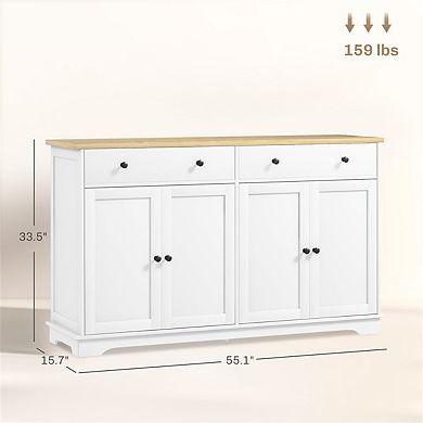 33.50"H Buffet Cabinet with Storage Drawers - Nordic Style Sideboard,Adjustable Shelves for Kitchen