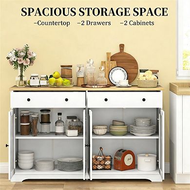 33.50"H Buffet Cabinet with Storage Drawers - Nordic Style Sideboard,Adjustable Shelves for Kitchen