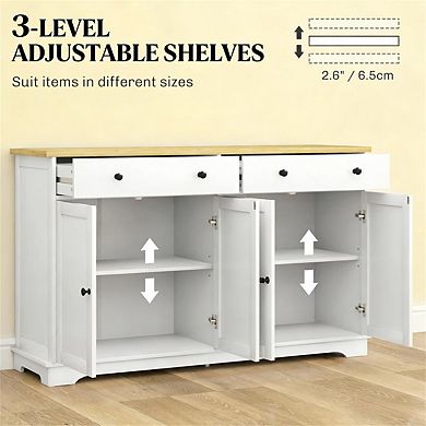 33.50"H Buffet Cabinet with Storage Drawers - Nordic Style Sideboard,Adjustable Shelves for Kitchen