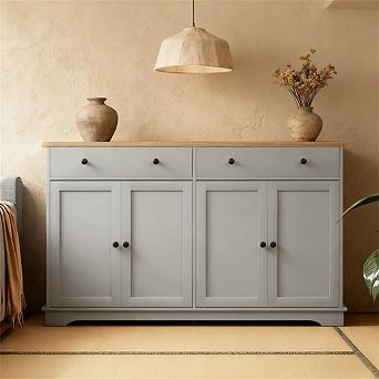 33.50"H Buffet Cabinet with Storage Drawers - Nordic Style Sideboard,Adjustable Shelves for Kitchen