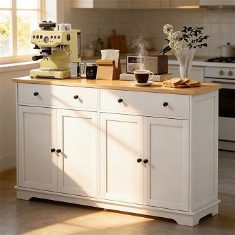 33.50"H Buffet Cabinet with Storage Drawers - Nordic Style Sideboard,Adjustable Shelves for Kitchen