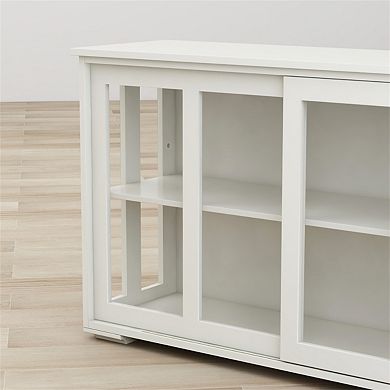 Kitchen Sideboard Buffet Table - Storage Stand Cupboard with Sliding Glass Doors, Adjustable Shelves