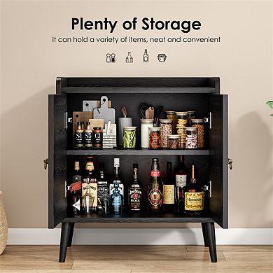 Sideboard Buffet Cabinet with Storage - Cabinet with Rattan Decorated Doors, Console for Dining Room