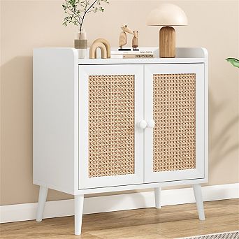 Sideboard Buffet Cabinet with Storage - Cabinet with Rattan Decorated Doors, Console for Dining Room