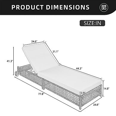 Eazegath 2-Piece Outdoor Wicker 5-Position Adjustable Chaise Lounge Chairs with Cushions and Wheels