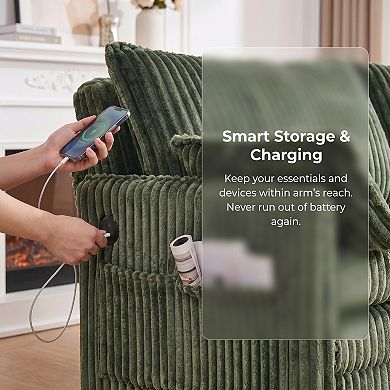 3-In-1 Convertible Sofa Bed With Usb & Side Pockets, Pull-Out Couch