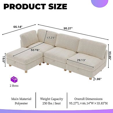 Modular 3-Seater Sectional Sofa With Storage