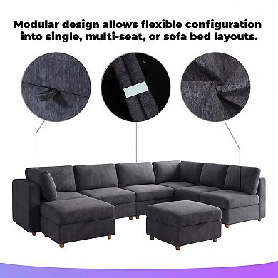 Modular Sectional Sofa With Storage, Flexible, Spring Support