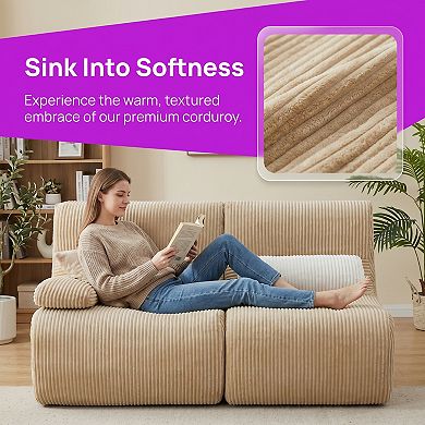 2-Seater Sectional Sofa With Ergonomic Support, Modular Design