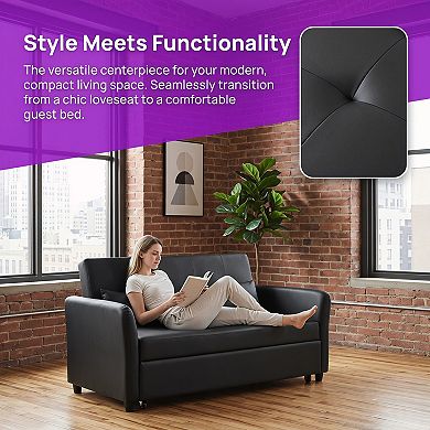 Convertible Sleeper Sofa Bed With 3 Usb Ports, Adjustable Armchair, Sturdy Hardwood Frame