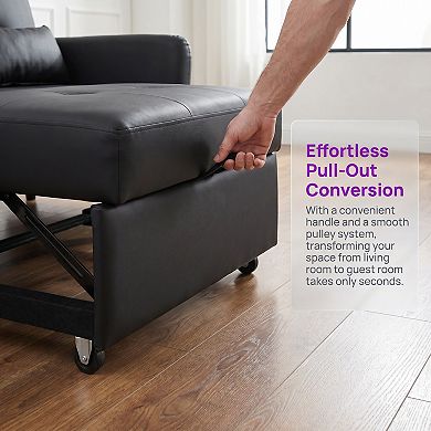 Convertible Sleeper Sofa Bed With 3 Usb Ports, Adjustable Armchair, Sturdy Hardwood Frame
