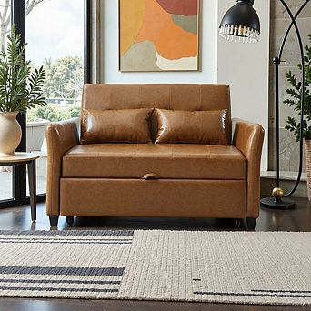 Convertible Sleeper Sofa Bed With 3 Usb Ports, Adjustable Armchair, Sturdy Hardwood Frame