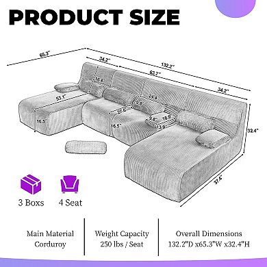 Modular Design 4-6 Seater Sectional Sofa With Ergonomic Support