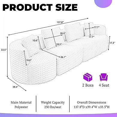 Modular Sectional Sofa, Soft Plush Bubble Velvet Couch, Deep Seating & Flexible Configuration