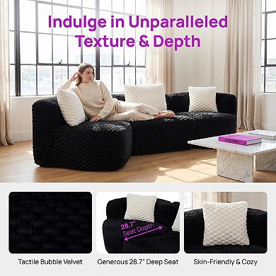 Modular Sectional Sofa, Soft Plush Bubble Velvet Couch, Deep Seating & Flexible Configuration