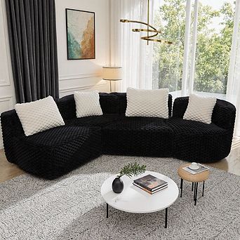 Modular Sectional Sofa, Soft Plush Bubble Velvet Couch, Deep Seating & Flexible Configuration