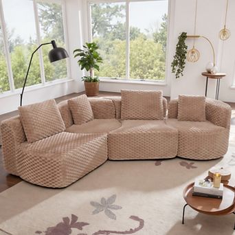 Modular Sectional Sofa, Soft Plush Bubble Velvet Couch, Deep Seating & Flexible Configuration