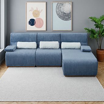 3-Seater Sectional Sofa With Ergonomic Support, Modular Design, 250lbs\seat