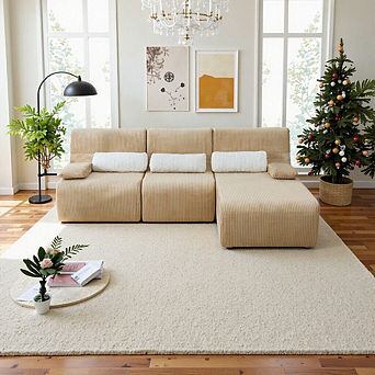 3-Seater Sectional Sofa With Ergonomic Support, Modular Design, 250lbs\seat
