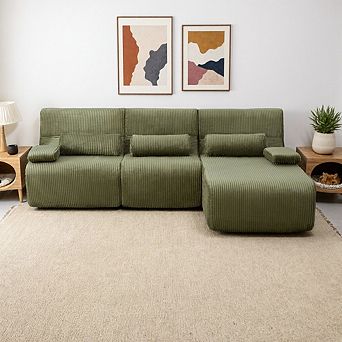3-Seater Sectional Sofa With Ergonomic Support, Modular Design, 250lbs\seat