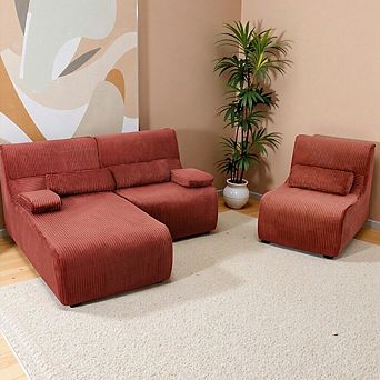 3-Seater Sectional Sofa With Ergonomic Support, Modular Design, 250lbs\seat