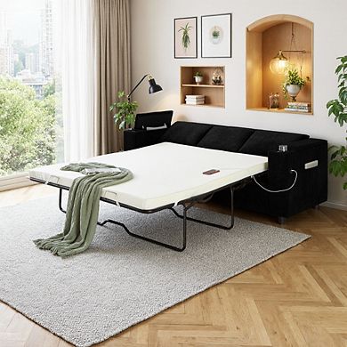 2-In-1 Sleeper Sofa With Mattress, Queen Size Sofa Bed