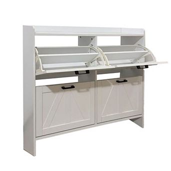 KTMBDW Shoe Cabinet with 4 Flip Drawers, Freestanding Shoe Rack Organizer for Entryway, Hallway