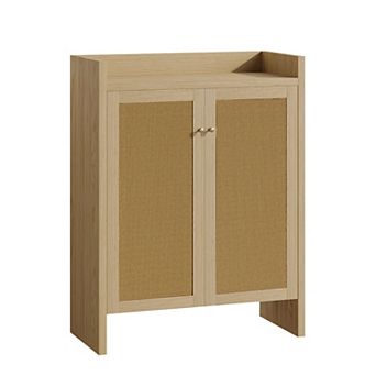 KTMBDW 42.5" Tall Rattan Shoe Cabinet with 2 Doors and Adjustable Shelves for Entryway