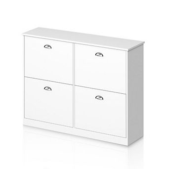 KTMBDW Shoe Cabinet with 4 Flip Drawers, Freestanding Shoe Rack Organizer for Entryway, Hallway