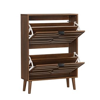 KTMBDW Shoe Cabinet Storage, Freestanding Organizer with 2 Flip Drawers, Shoe Rack for Entryway
