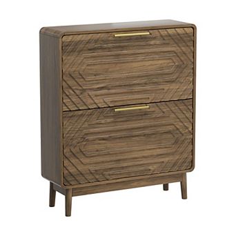 KTMBDW Mid-Century Modern Shoe Cabinet with 2 Flip Drawers