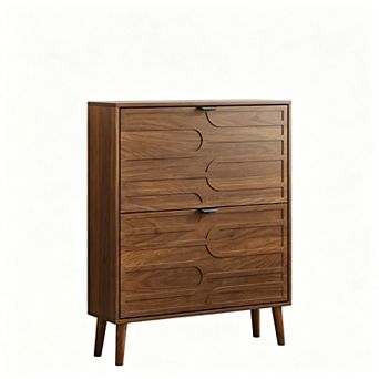 KTMBDW Shoe Cabinet with 2 Flip Drawers, Freestanding Shoe Organizer Cabinet for Entryway, Hallway